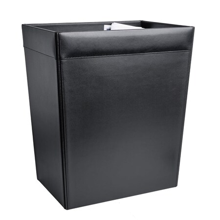Dacasso Classic Black Leather 32 QuartËœWaste Basket AG-1032